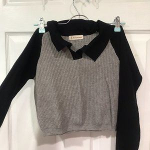 Women's Black and Grey Crop Top Sweater